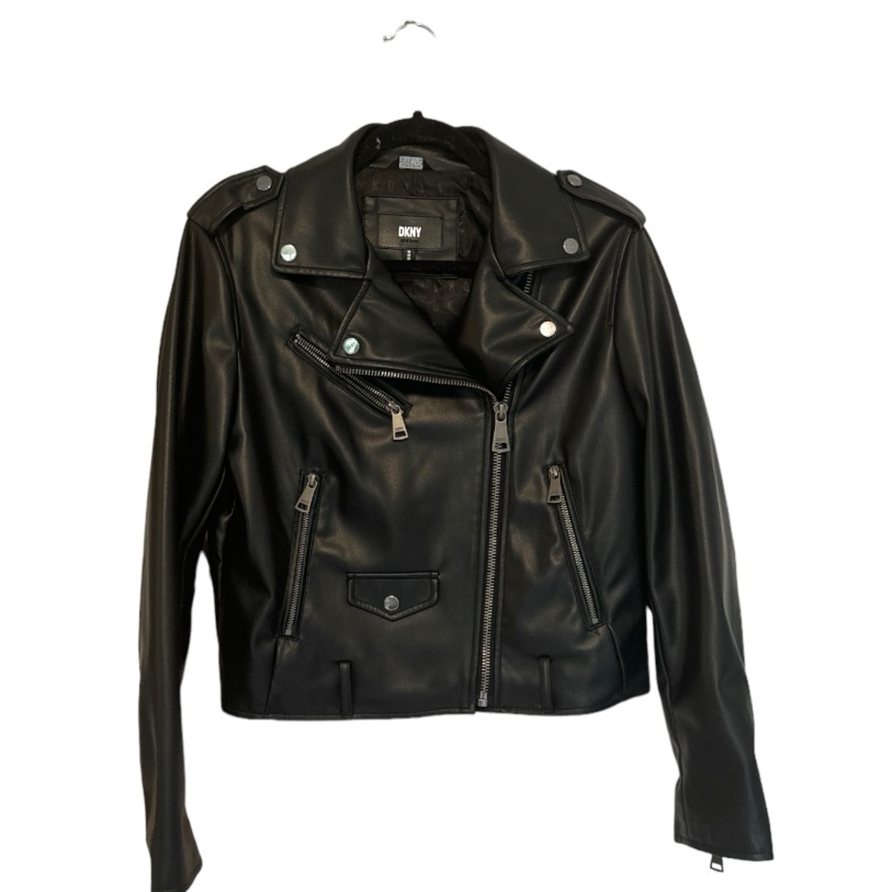 Vegan Leather DKNY Moto Jacket- No belt